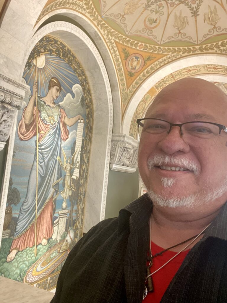 Eric Eldritch and the mosaic of the goddess Minerva at the Library of Congress