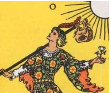 partial image of tarot card of The Fool